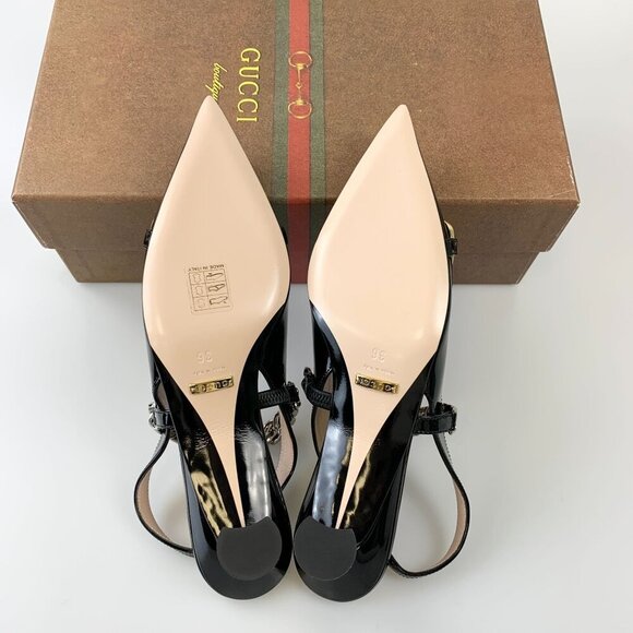 NIB Gucci Horsebit & Chain Leather Patent Pumps Size 36 - Picture 8 of 11